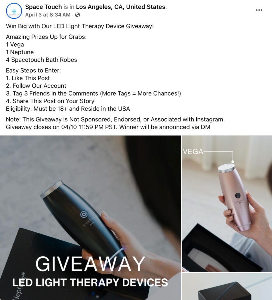 Space Touch Facebook Giveaway