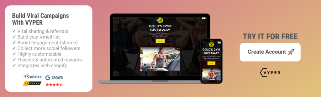 VYPER Free Account Signup Golds Gym