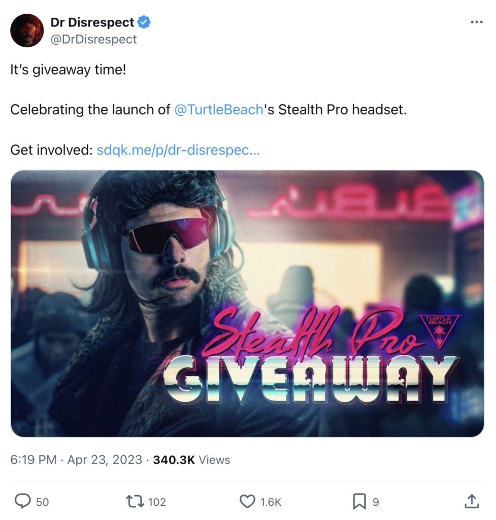 Dr Disrespect Twitter Giveaway