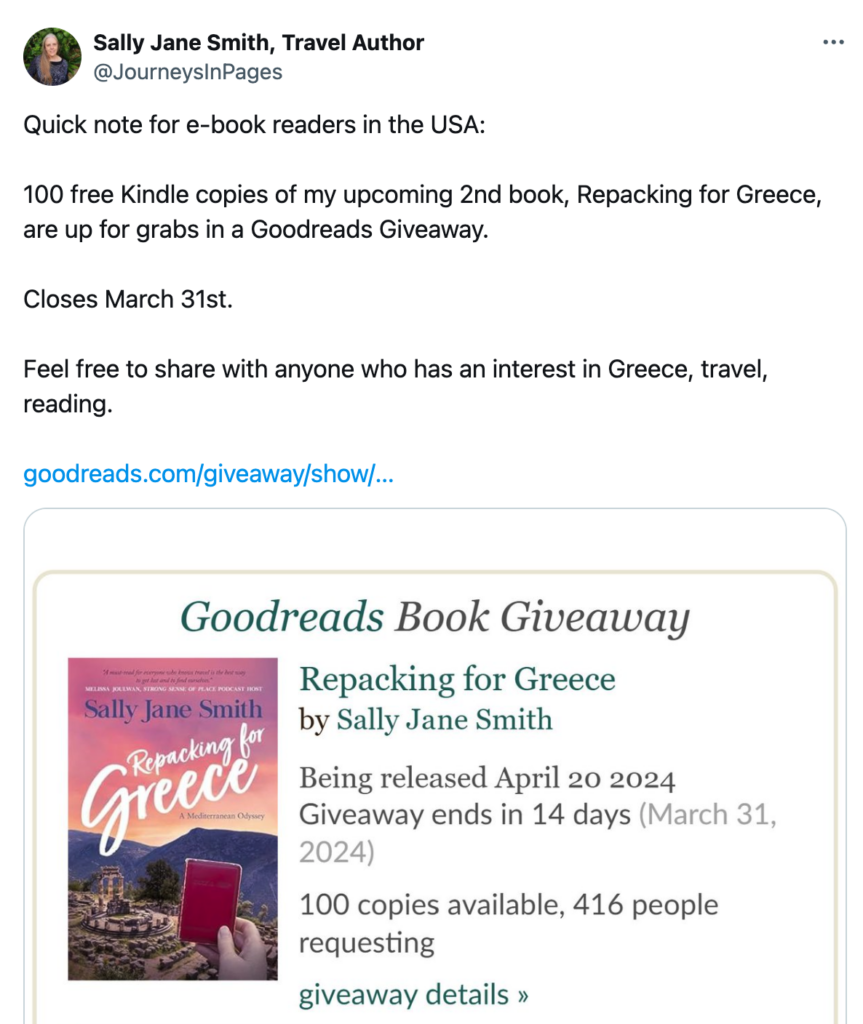 Sally Jane Smith Twitter Book Giveaway