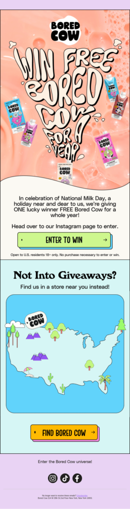 Bored Cow contest email
