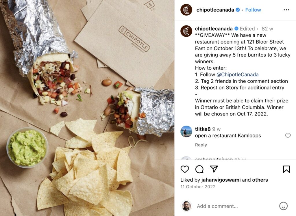 Chipotle Canada Giveaway