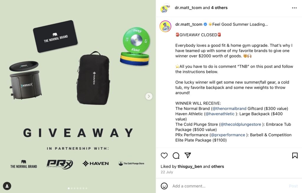 Dr Mat Wies Instagram Giveaway